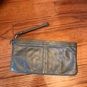 Coach Wristlet 10.5” x 5.5” Gray Vinyl authentic